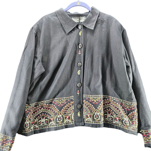 Crossing Pointe Womens Jacket Multi-Color Size Large Rayon Blend Embroidered - Picture 1 of 14